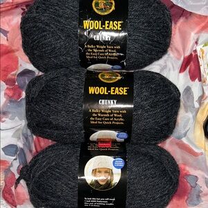 Wool-Ease Chunky Yarn in Charcoal. 3 skein lot